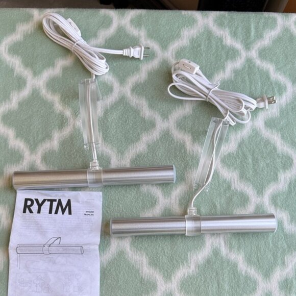 2 Ikea RYTM Silver Picture Lights - Picture 1 of 5